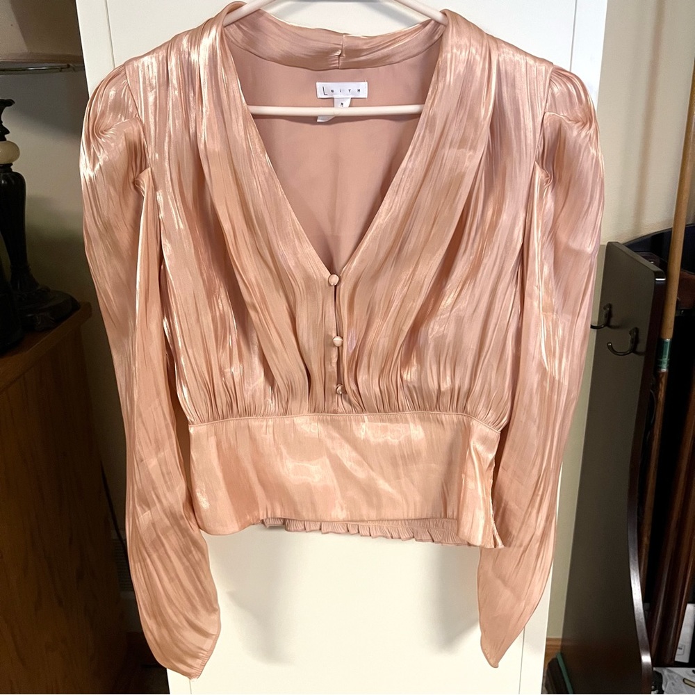 Leith medium satin rose gold blouse